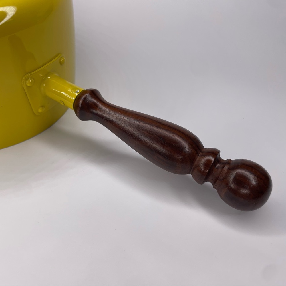 Vintage 1970s 70s MCM Yellow Mushroom Fondue pot Saucepan Cookware - Picture 11 of 12